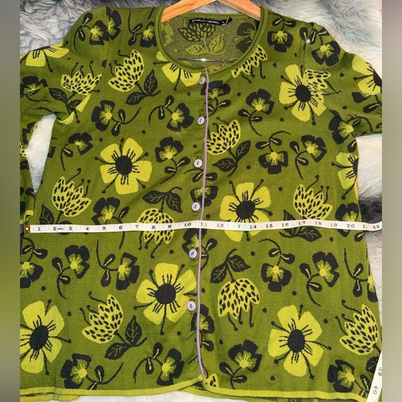 Gudrun Sjoden Green Floral Cardigan Size M Organic Cotton - Picture 7 of 8